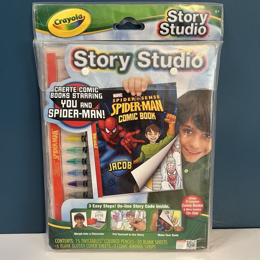 NEW Crayola SPIDER-MAN Art Activity Story Studio with Set of 15 color Twistables